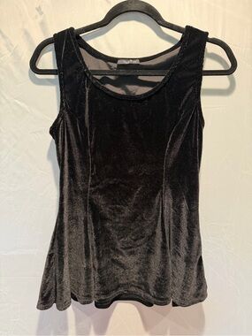 Love J USA XL Black Velvet Tank Top Sleeveless Fit & Flare